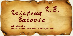 Kristina Balović vizit kartica